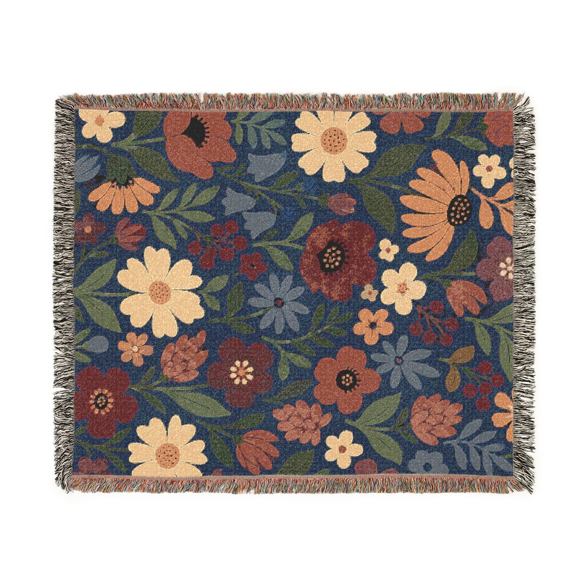 Floral Woven Blanket — Vintage Garden Throw Blanket