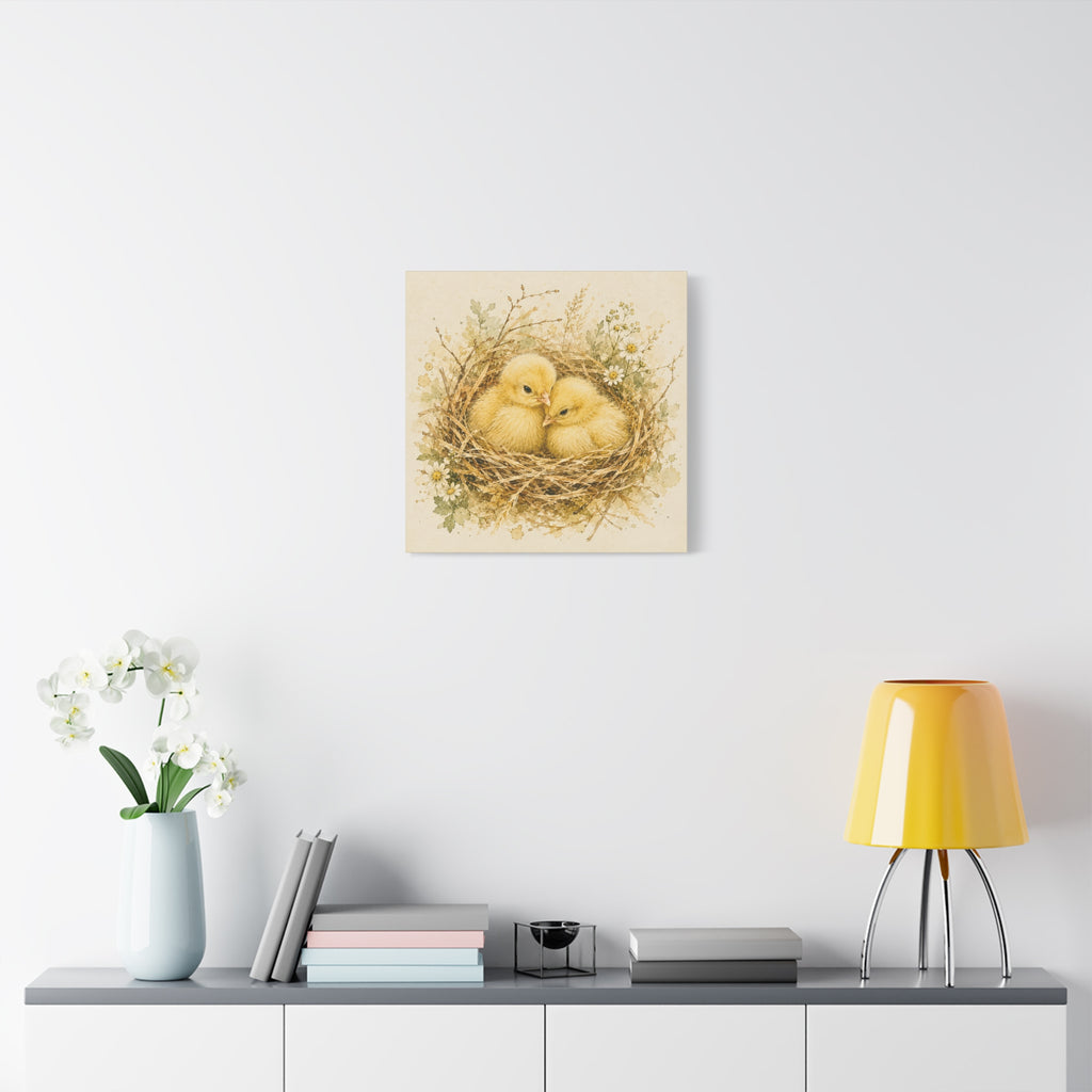 Chick Nest Canvas — Vintage Baby Chicks Wall Art
