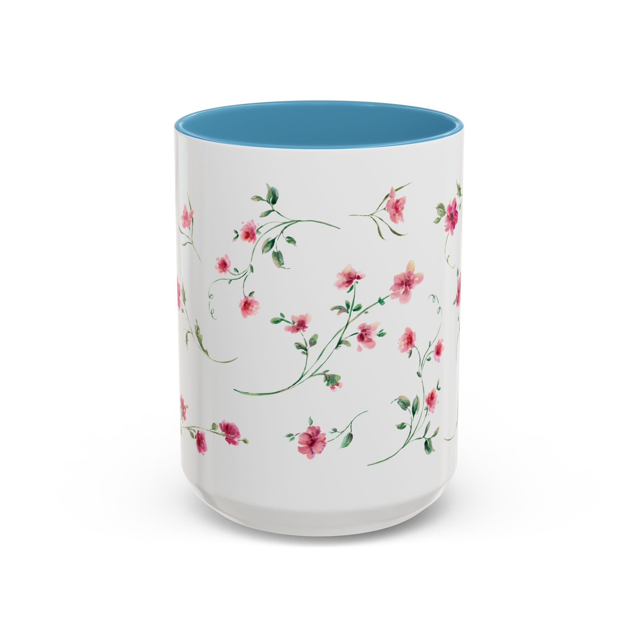 Floral Accent Coffee Mug – Pink Watercolor Blossoms (11/15oz)