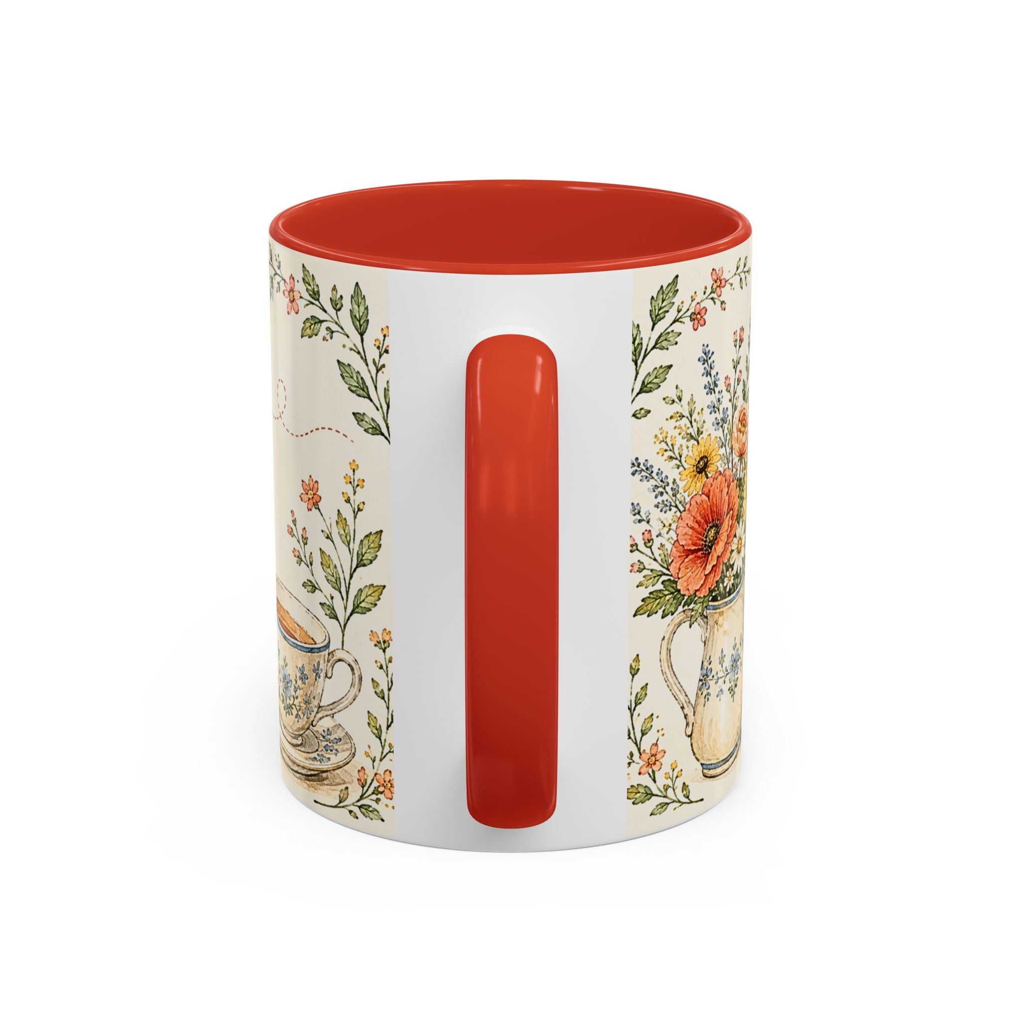Slow Living Coffee Mug — "soft days, simple joys" Floral Accent Mug