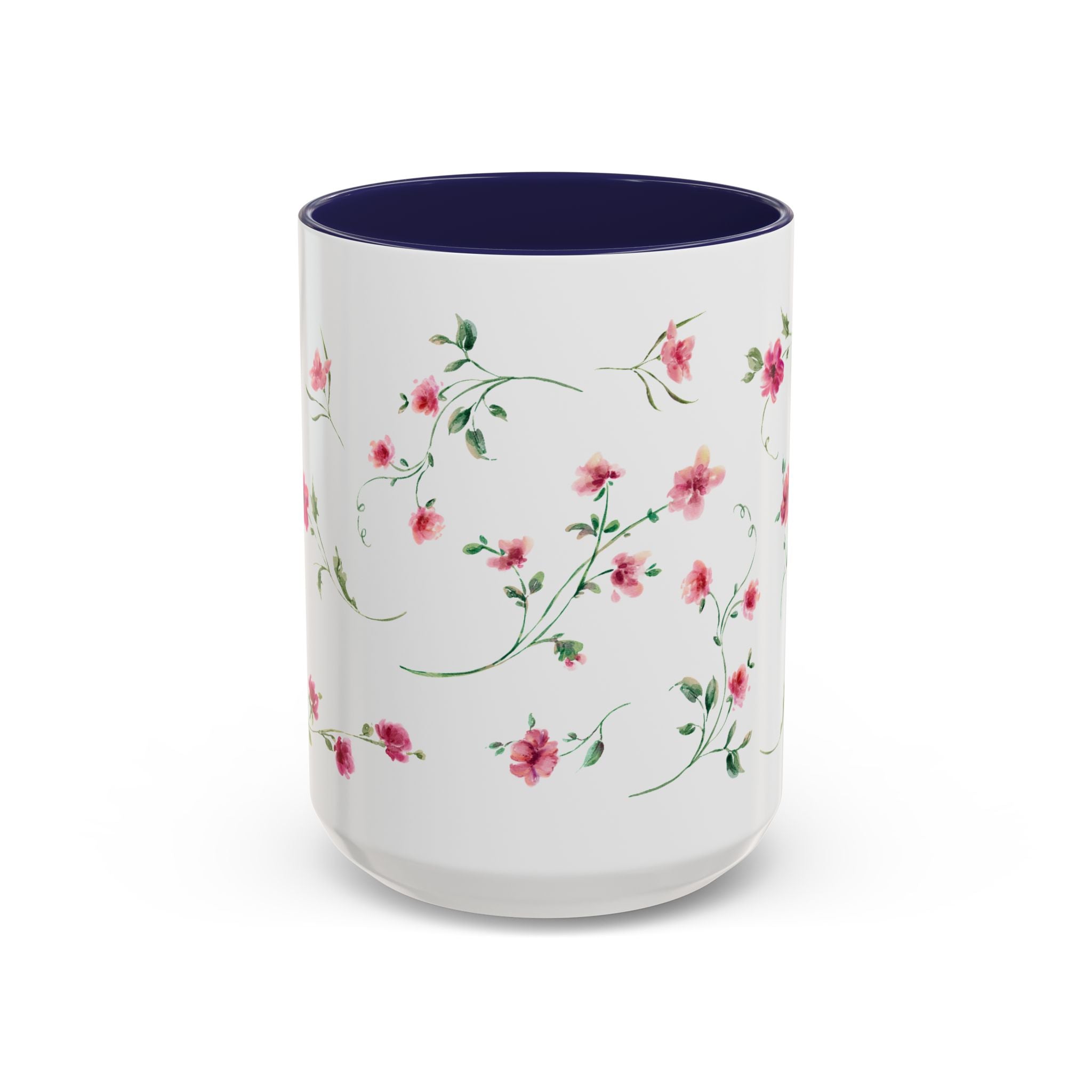 Floral Accent Coffee Mug – Pink Watercolor Blossoms (11/15oz)