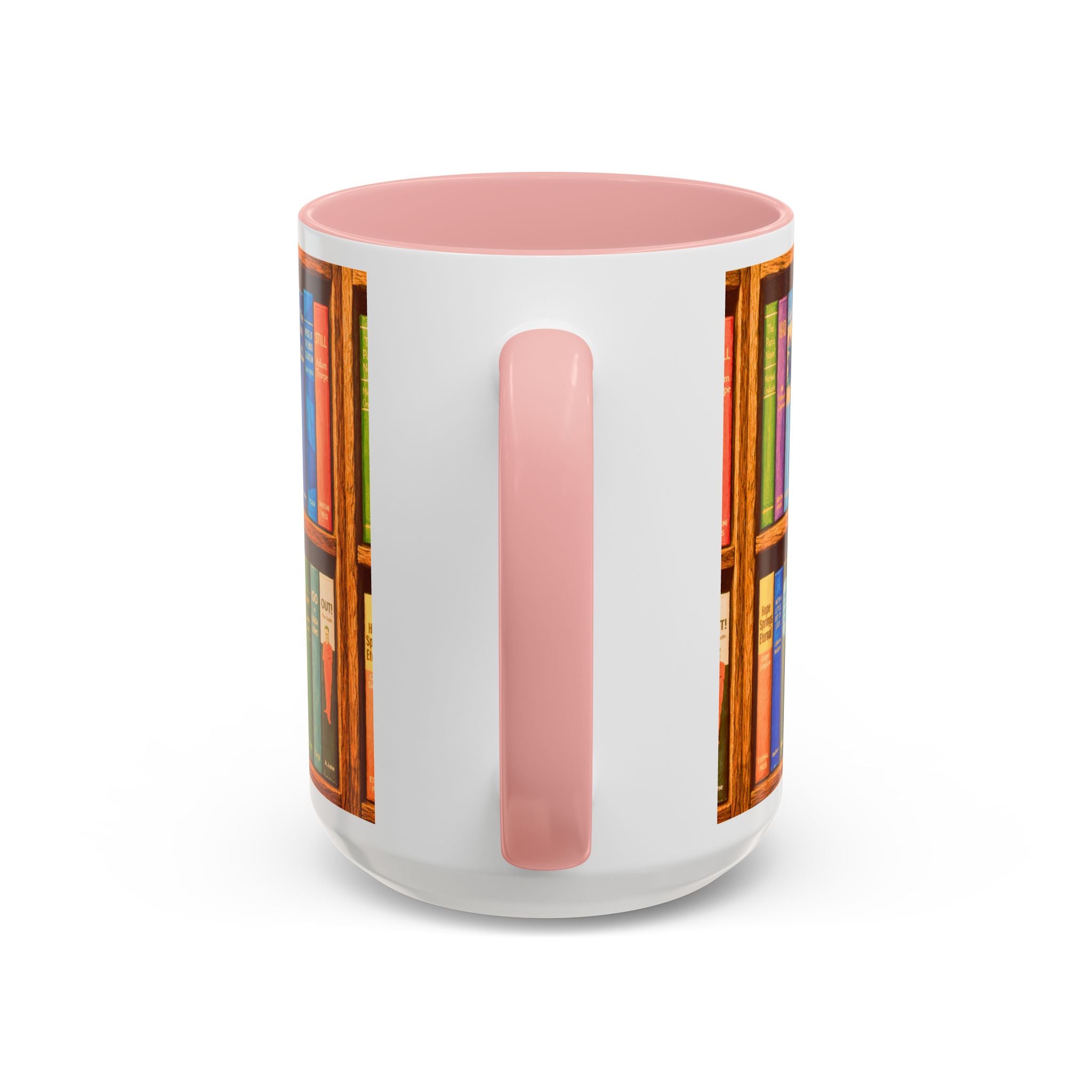 Booklover Accent Coffee Mug – Colorful Bookshelf Design (15 oz)