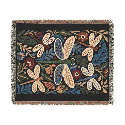 Bohemian Dragonfly Woven Blanket