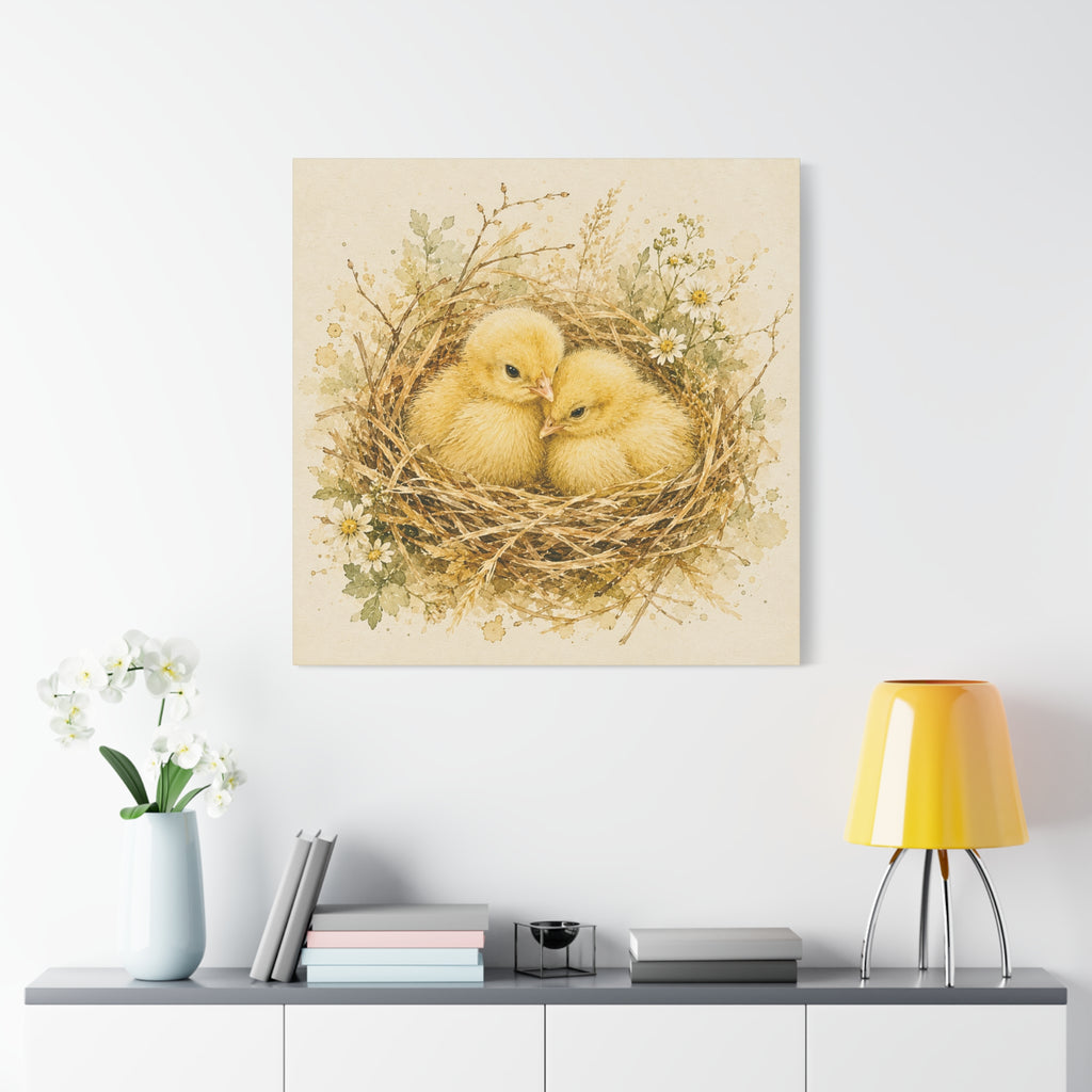 Chick Nest Canvas — Vintage Baby Chicks Wall Art