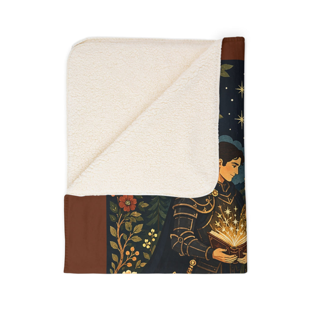 Romantic Medieval Couple Sherpa Blanket — Enchanted Forest Fleece Throw