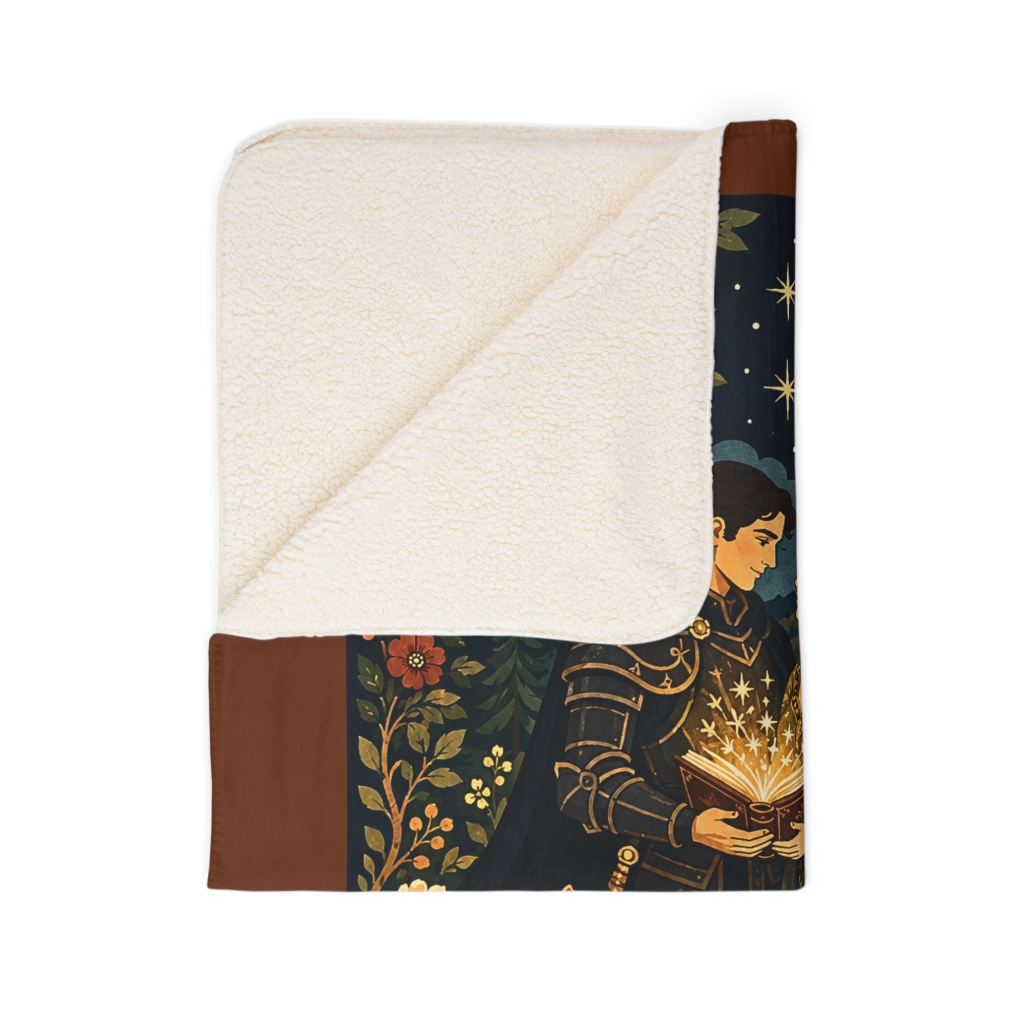 Romantic Medieval Couple Sherpa Blanket — Enchanted Forest Fleece Throw