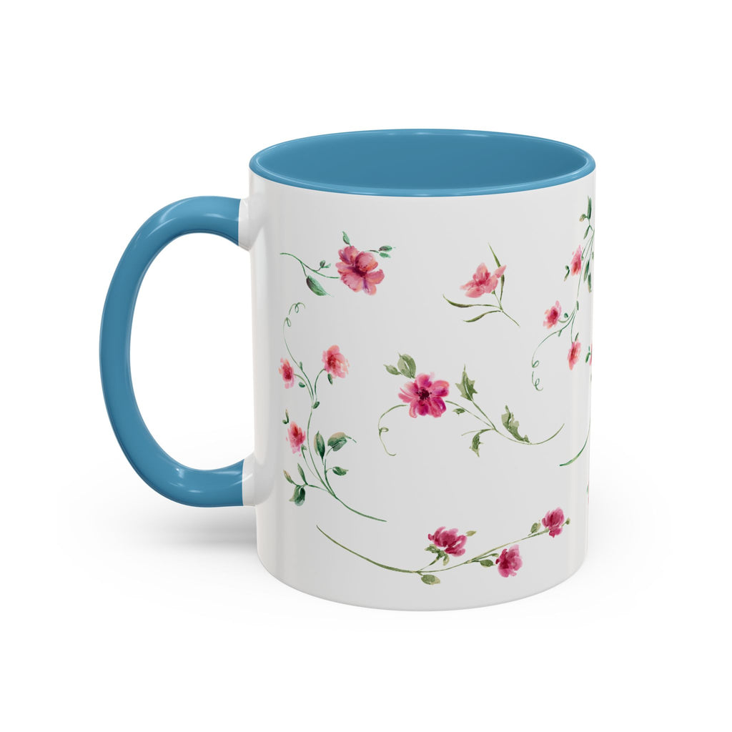 Floral Accent Coffee Mug – Pink Watercolor Blossoms (11/15oz)