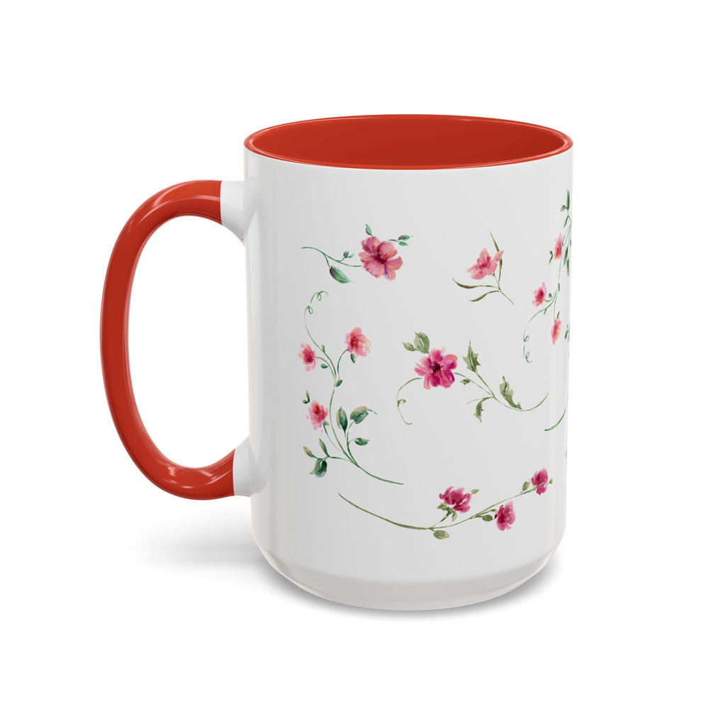 Floral Accent Coffee Mug – Pink Watercolor Blossoms (11/15oz)