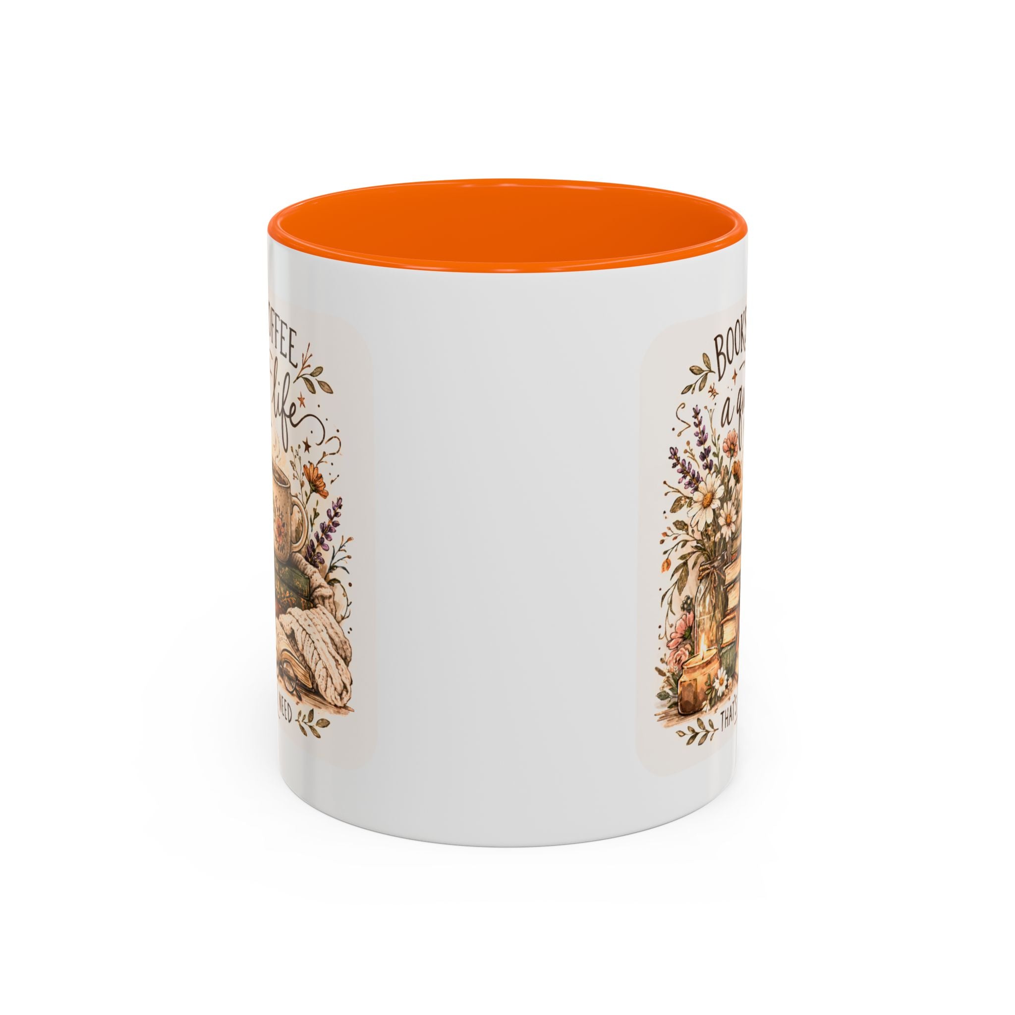 Books, Coffee & A Quiet Life Accent Coffee Mug — Cozy Literary Tea Cup (11/15oz)