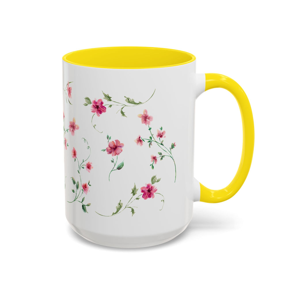Floral Accent Coffee Mug – Pink Watercolor Blossoms (11/15oz)