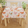 Whimsical Pastel Chicken Tablecloth – Cute Farmhouse Kitchen Decor