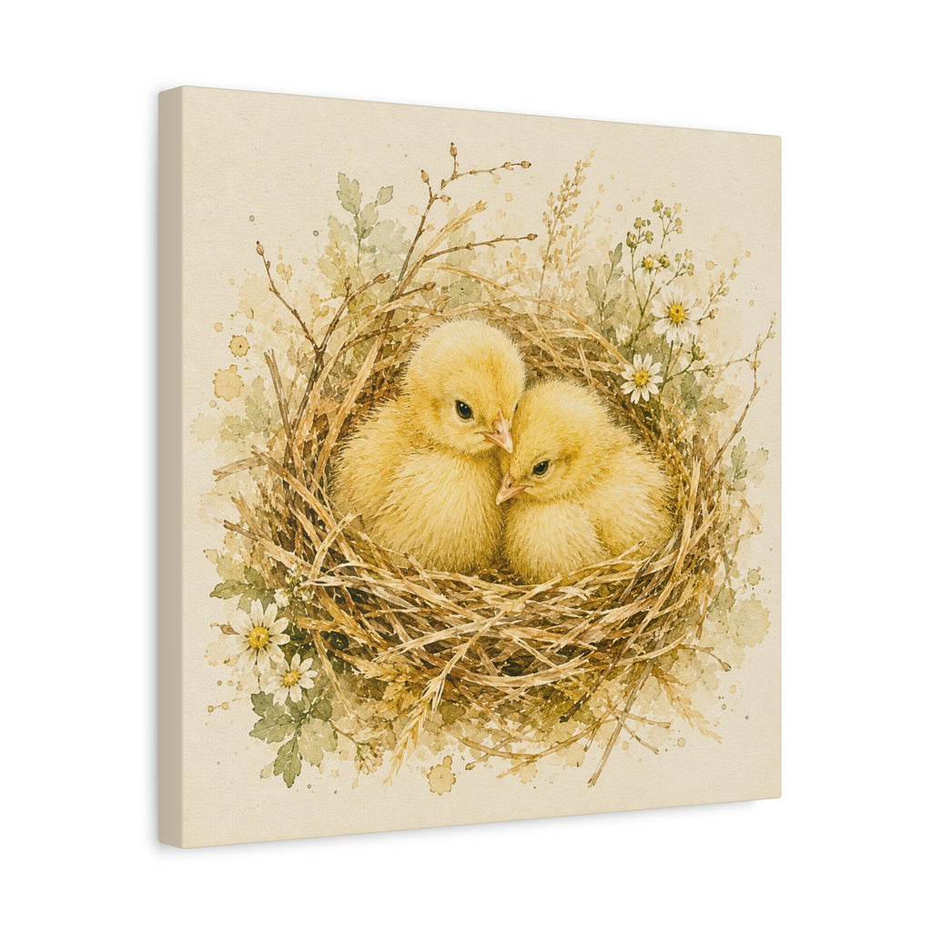 Chick Nest Canvas — Vintage Baby Chicks Wall Art