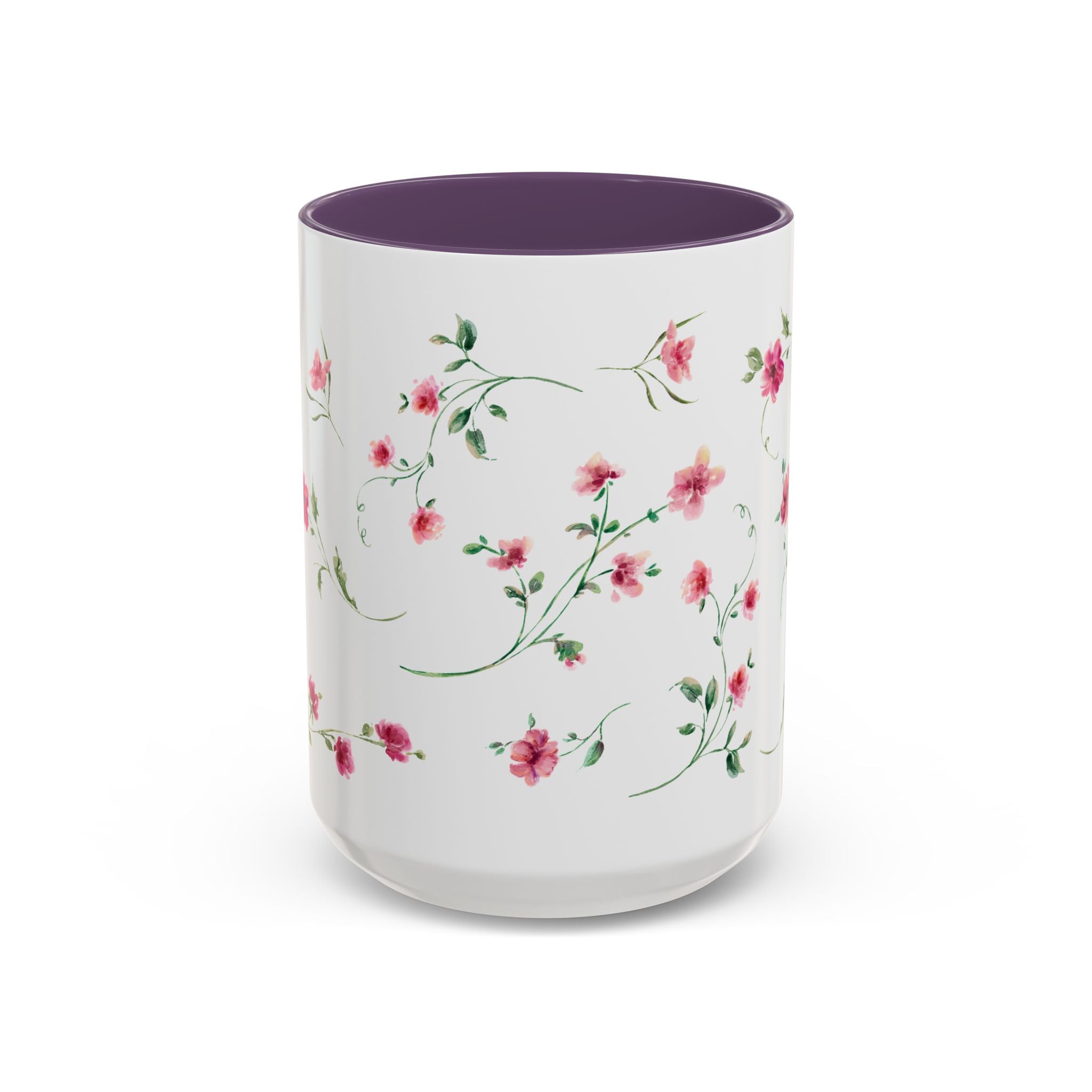 Floral Accent Coffee Mug – Pink Watercolor Blossoms (11/15oz)