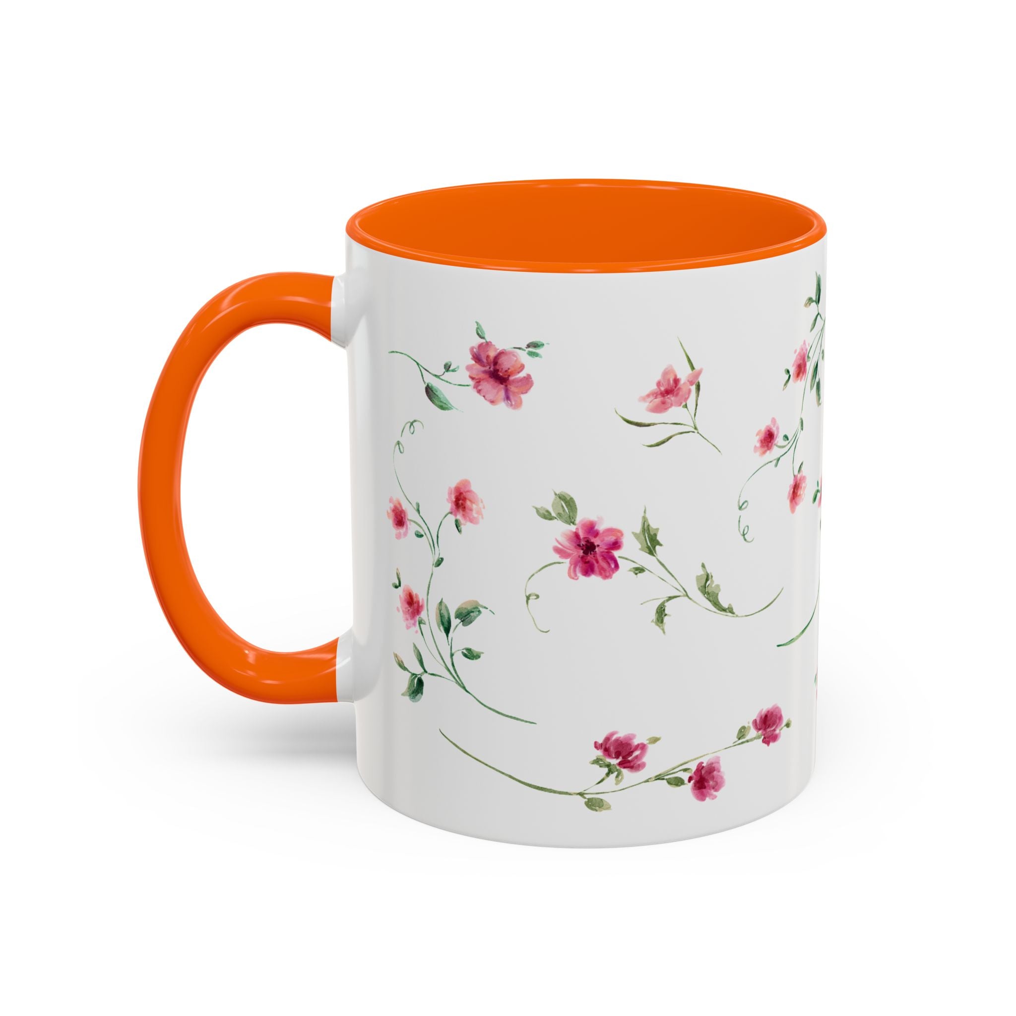 Floral Accent Coffee Mug – Pink Watercolor Blossoms (11/15oz)