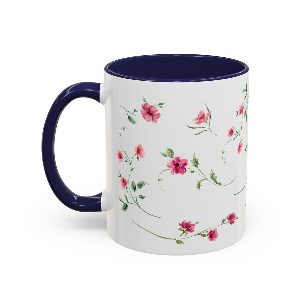 Floral Accent Coffee Mug – Pink Watercolor Blossoms (11/15oz)