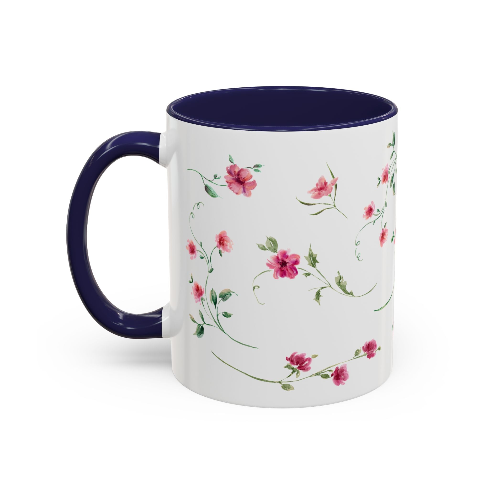 Floral Accent Coffee Mug – Pink Watercolor Blossoms (11/15oz)