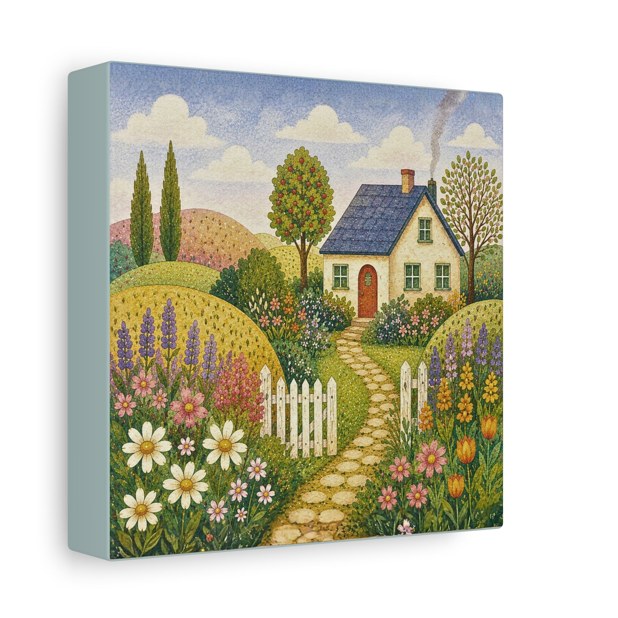 Cottage Garden Canvas Wall Art — Stretched Matte Floral Home Decor