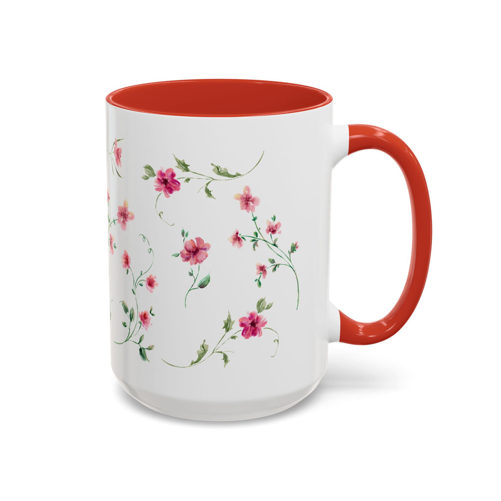 Floral Accent Coffee Mug – Pink Watercolor Blossoms (11/15oz)