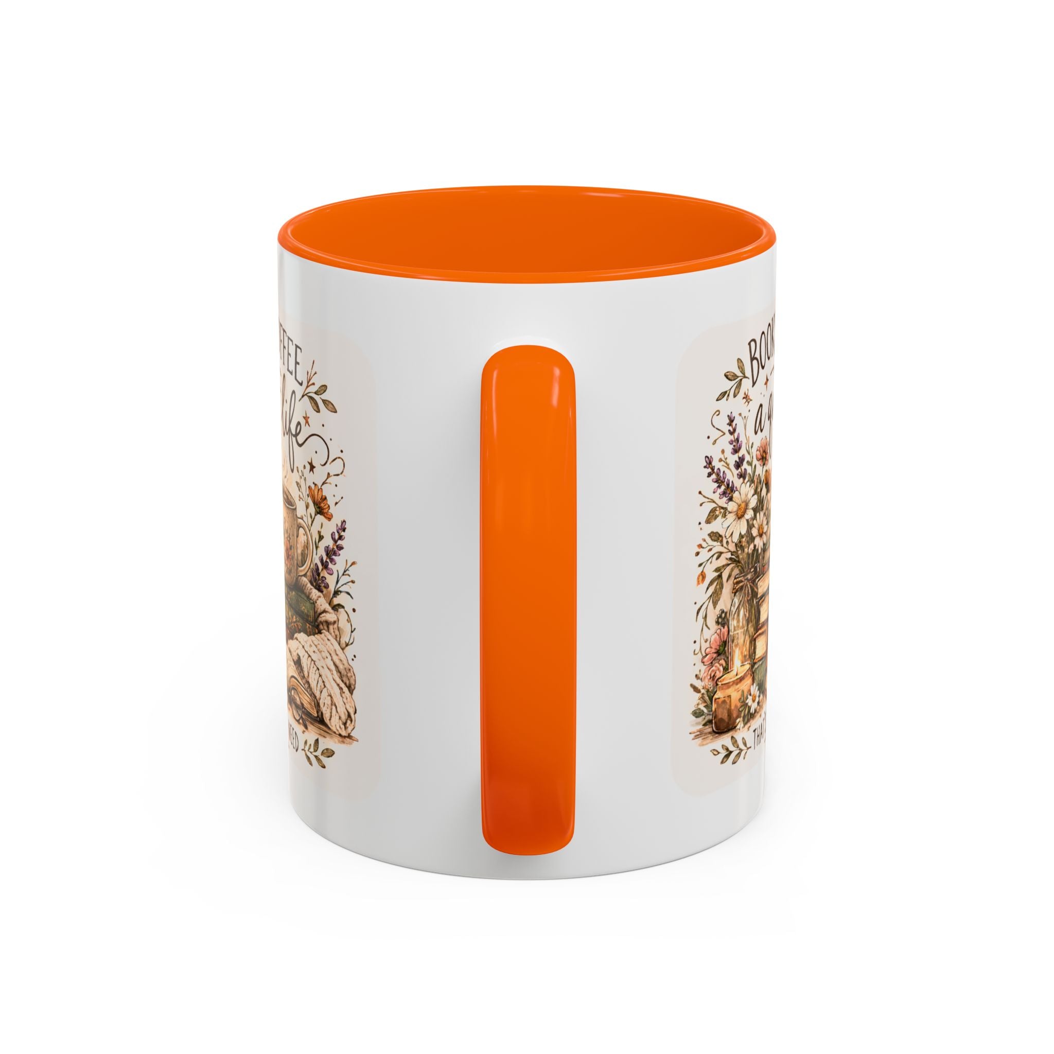 Books, Coffee & A Quiet Life Accent Coffee Mug — Cozy Literary Tea Cup (11/15oz)