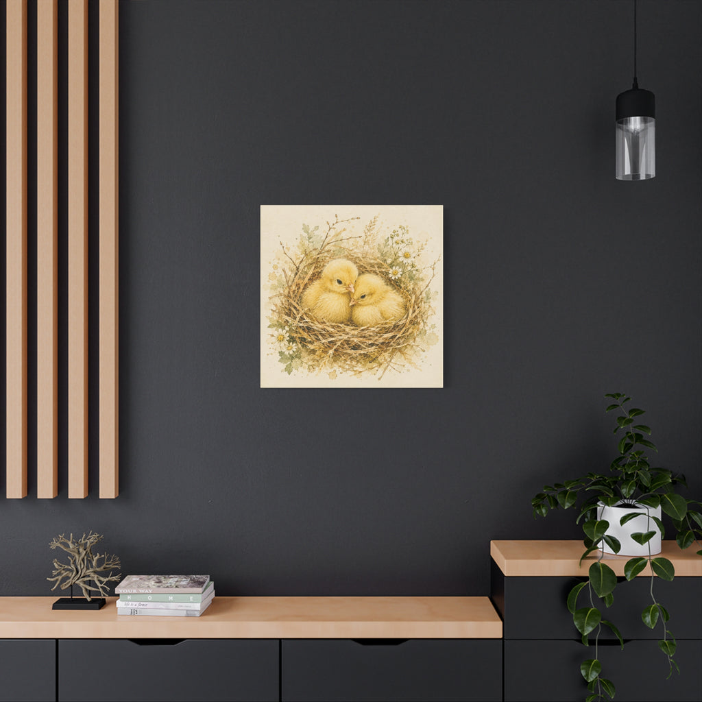 Chick Nest Canvas — Vintage Baby Chicks Wall Art