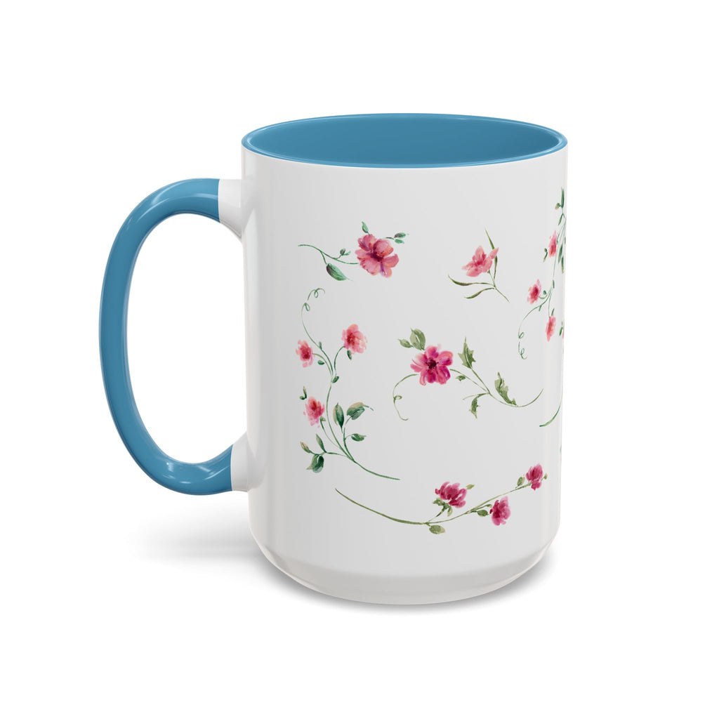 Floral Accent Coffee Mug – Pink Watercolor Blossoms (11/15oz)