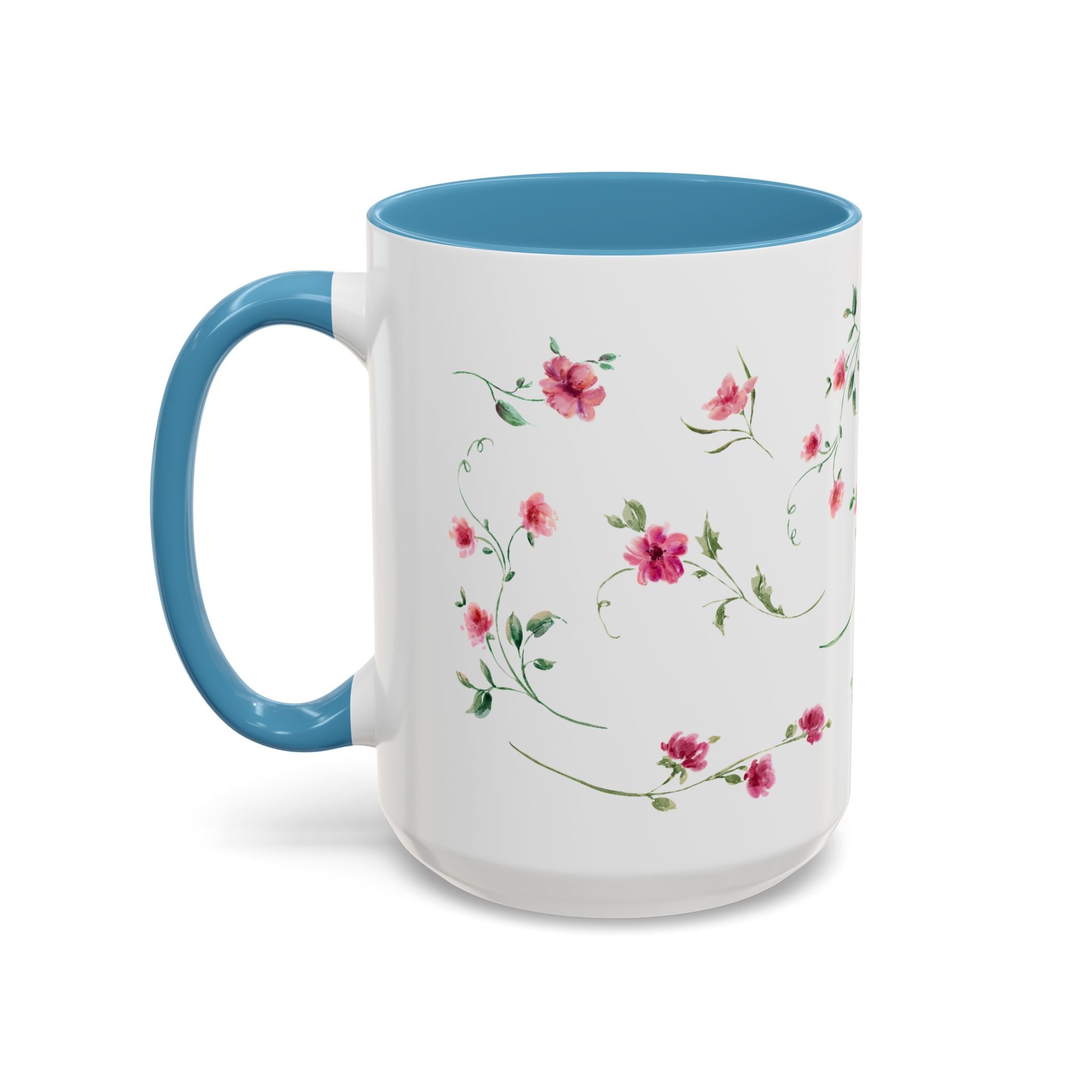 Floral Accent Coffee Mug – Pink Watercolor Blossoms (11/15oz)