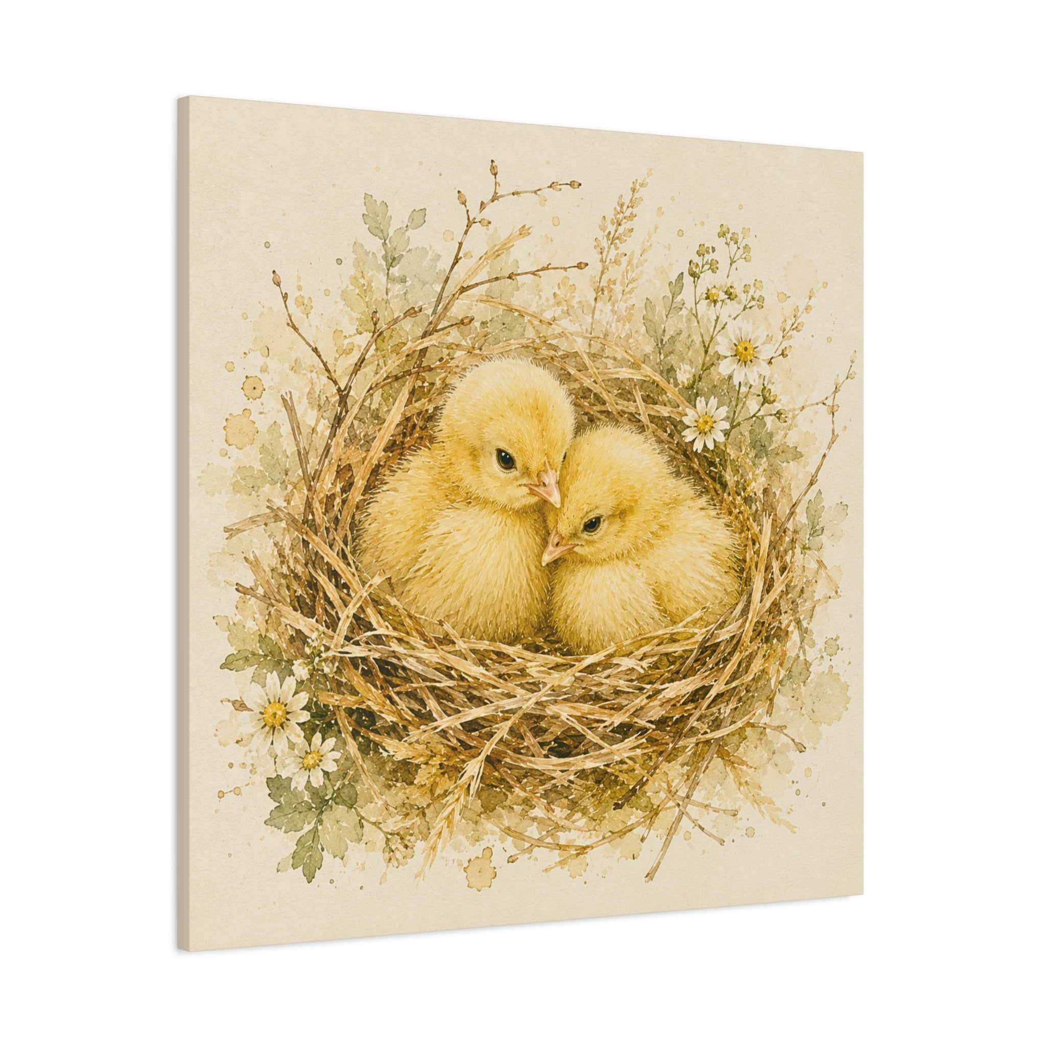 Chick Nest Canvas — Vintage Baby Chicks Wall Art