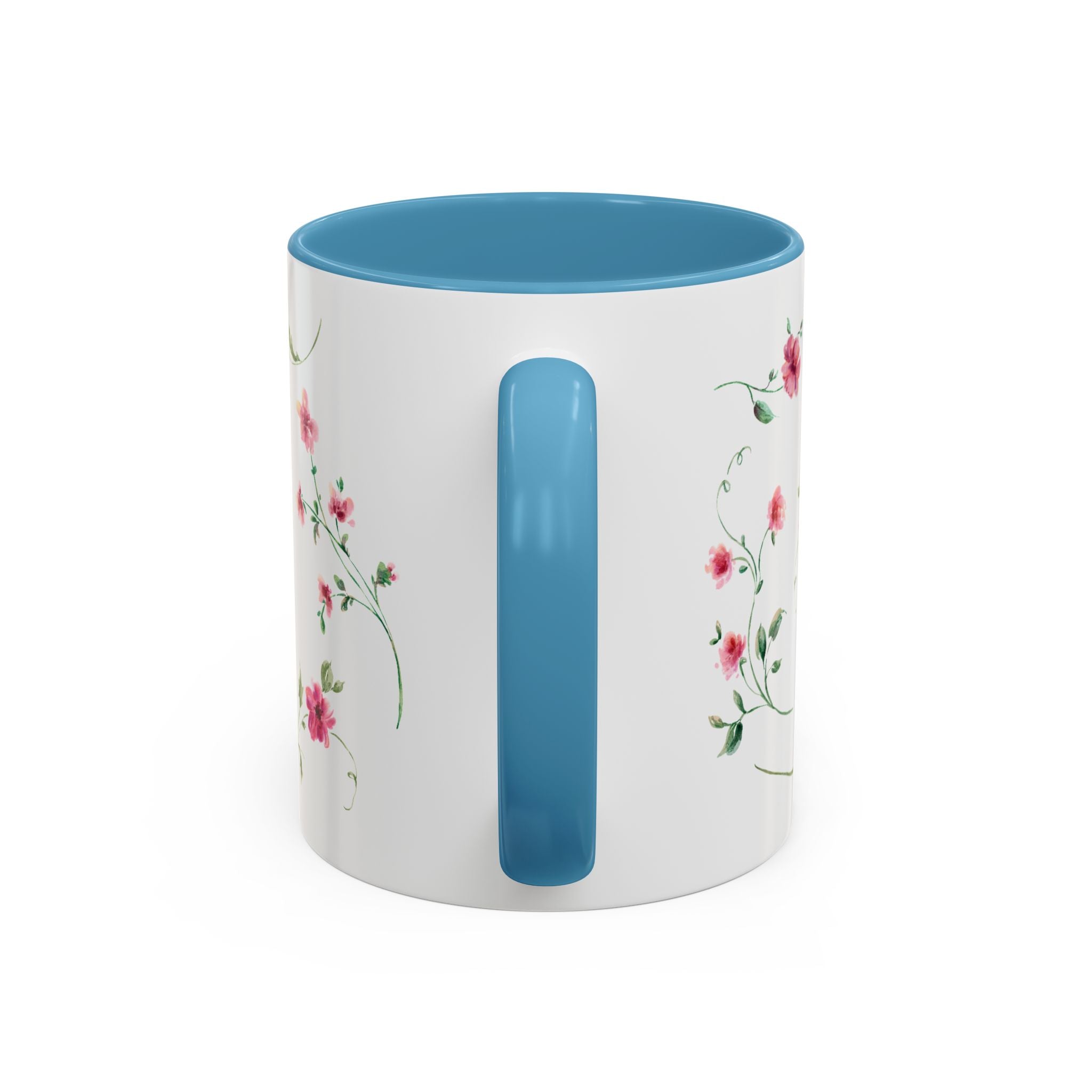 Floral Accent Coffee Mug – Pink Watercolor Blossoms (11/15oz)