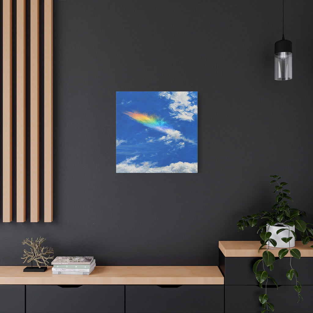Rainbow Feather Cloud Matte Canvas Wall Art — Stretched Sky Landscape Print
