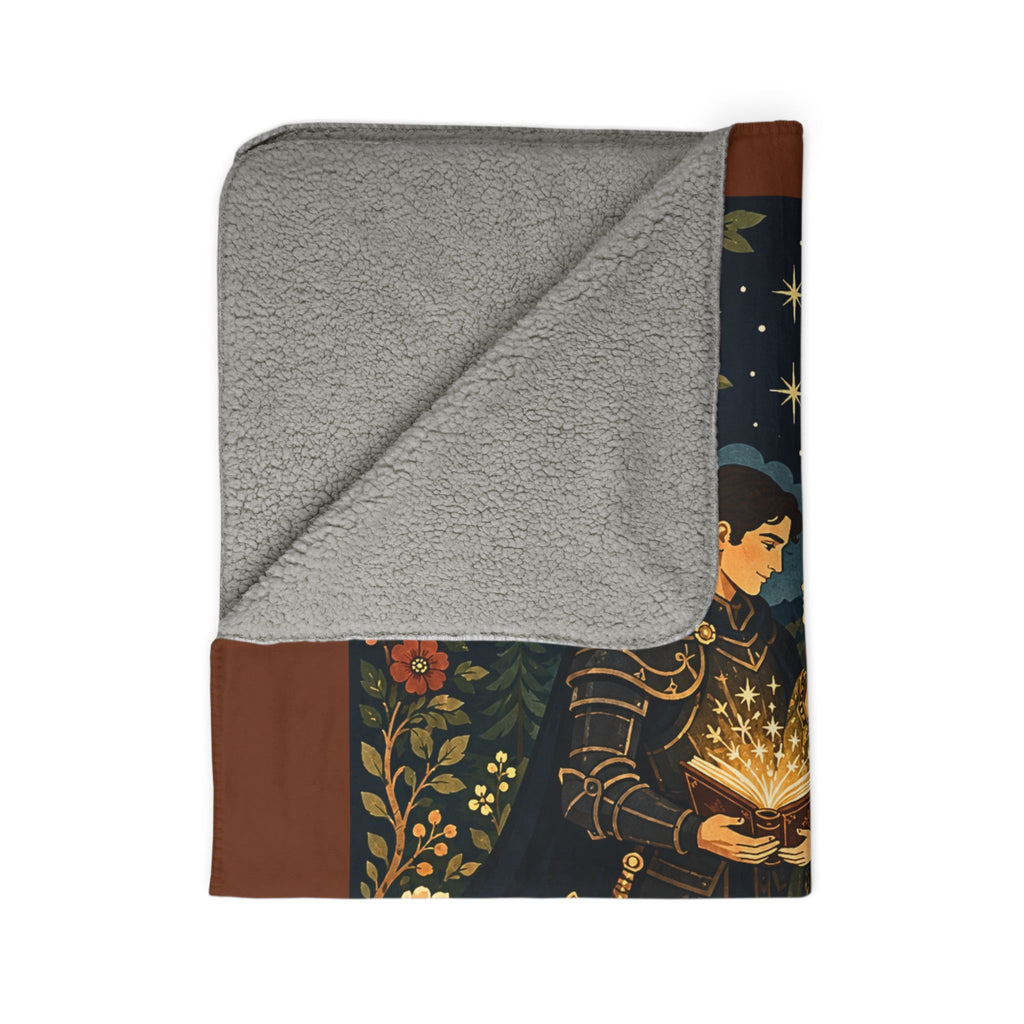 Romantic Medieval Couple Sherpa Blanket — Enchanted Forest Fleece Throw