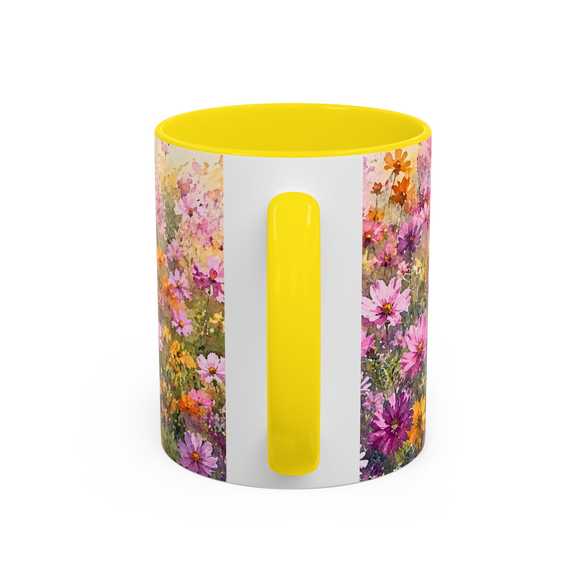 Floral Meadow Accent Coffee Mug — Pink Wildflower Ceramic Mug