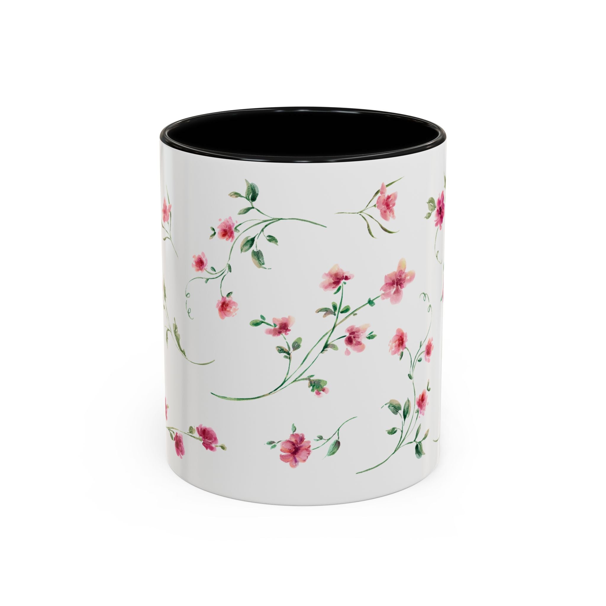 Floral Accent Coffee Mug – Pink Watercolor Blossoms (11/15oz)