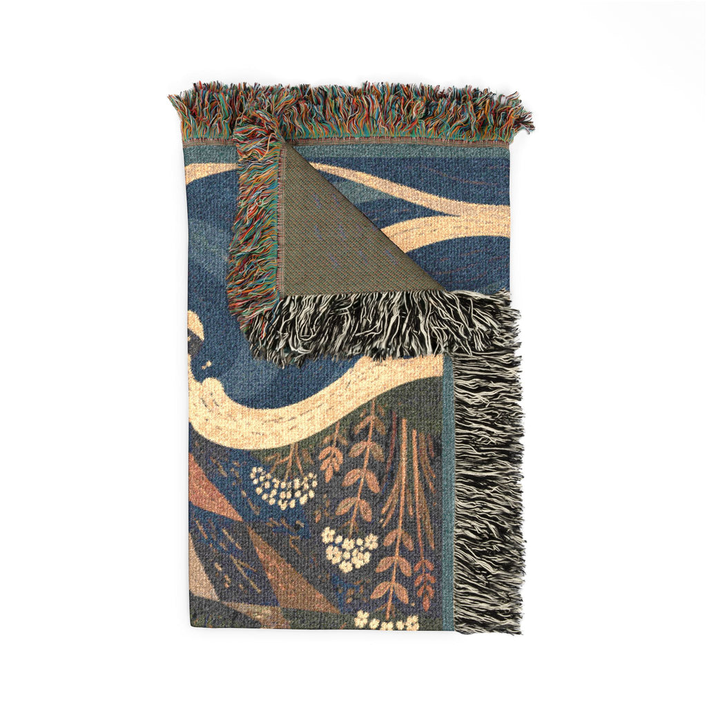 Lighthouse Coastal Woven Blanket — Nautical Sunset Throw