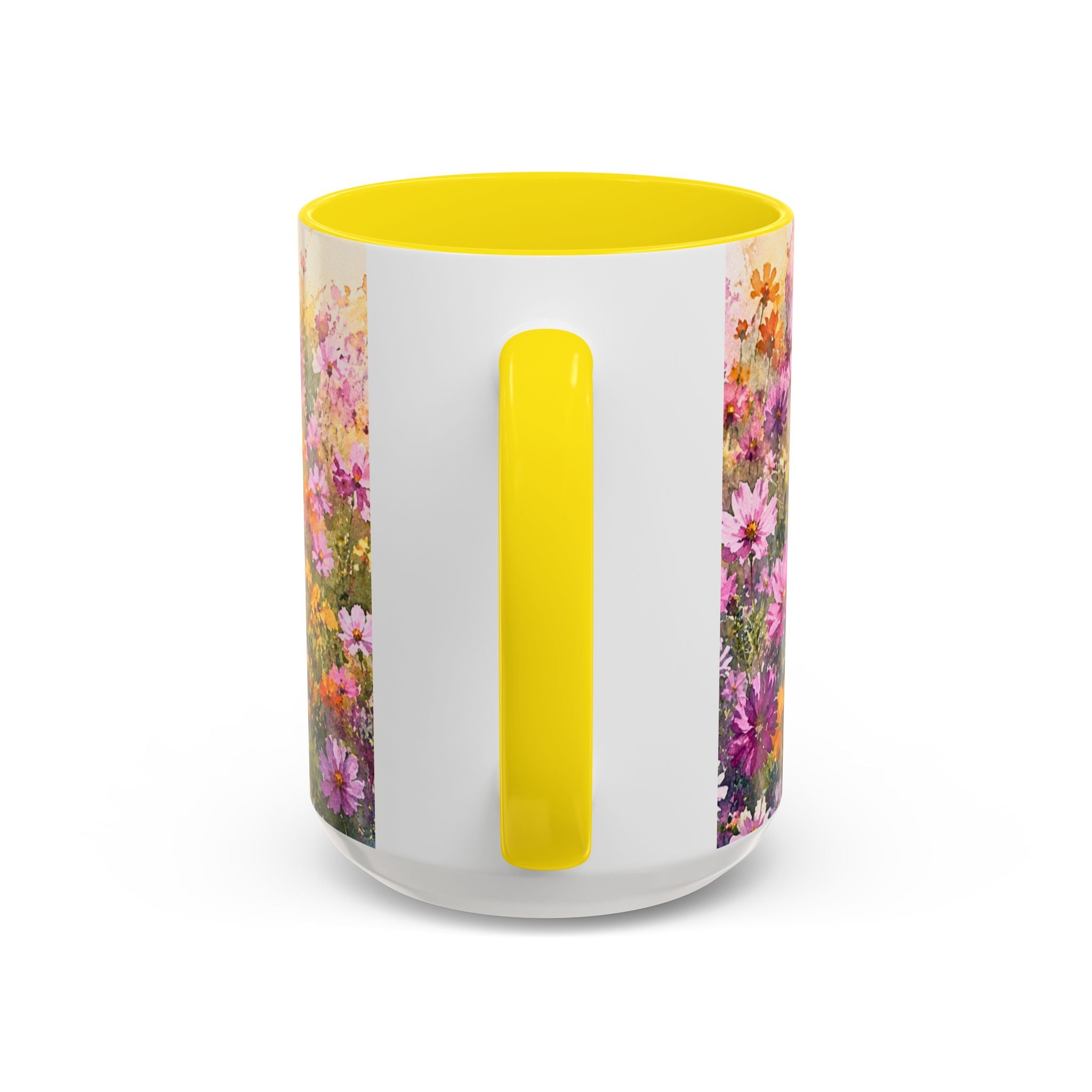 Floral Meadow Accent Coffee Mug — Pink Wildflower Ceramic Mug