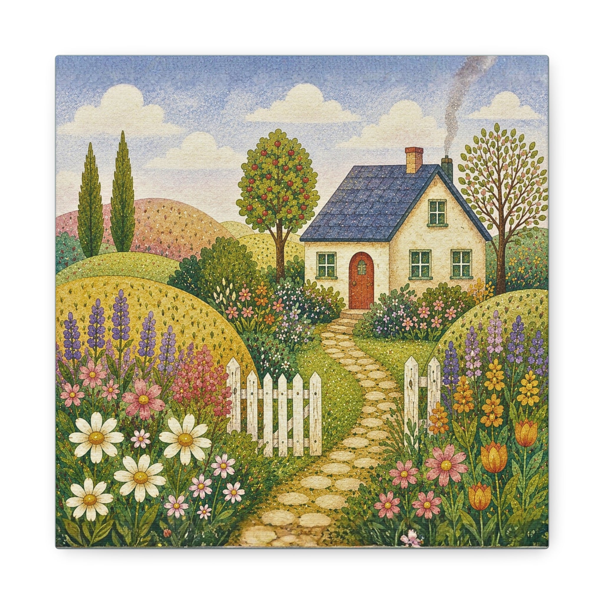 Cottage Garden Canvas Wall Art — Stretched Matte Floral Home Decor