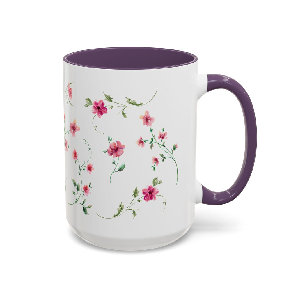Floral Accent Coffee Mug – Pink Watercolor Blossoms (11/15oz)