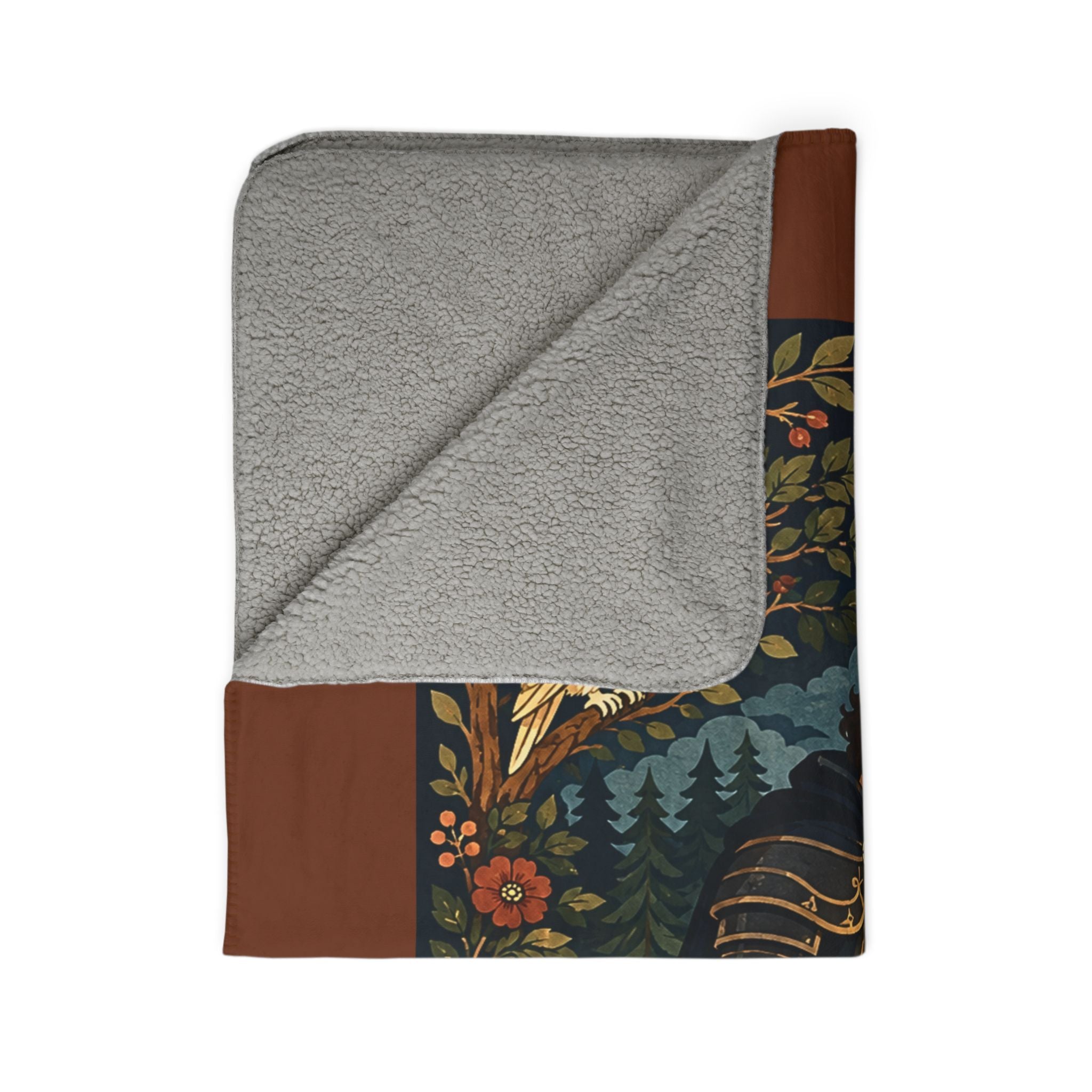 Romantic Medieval Couple Sherpa Blanket — Enchanted Forest Fleece Throw