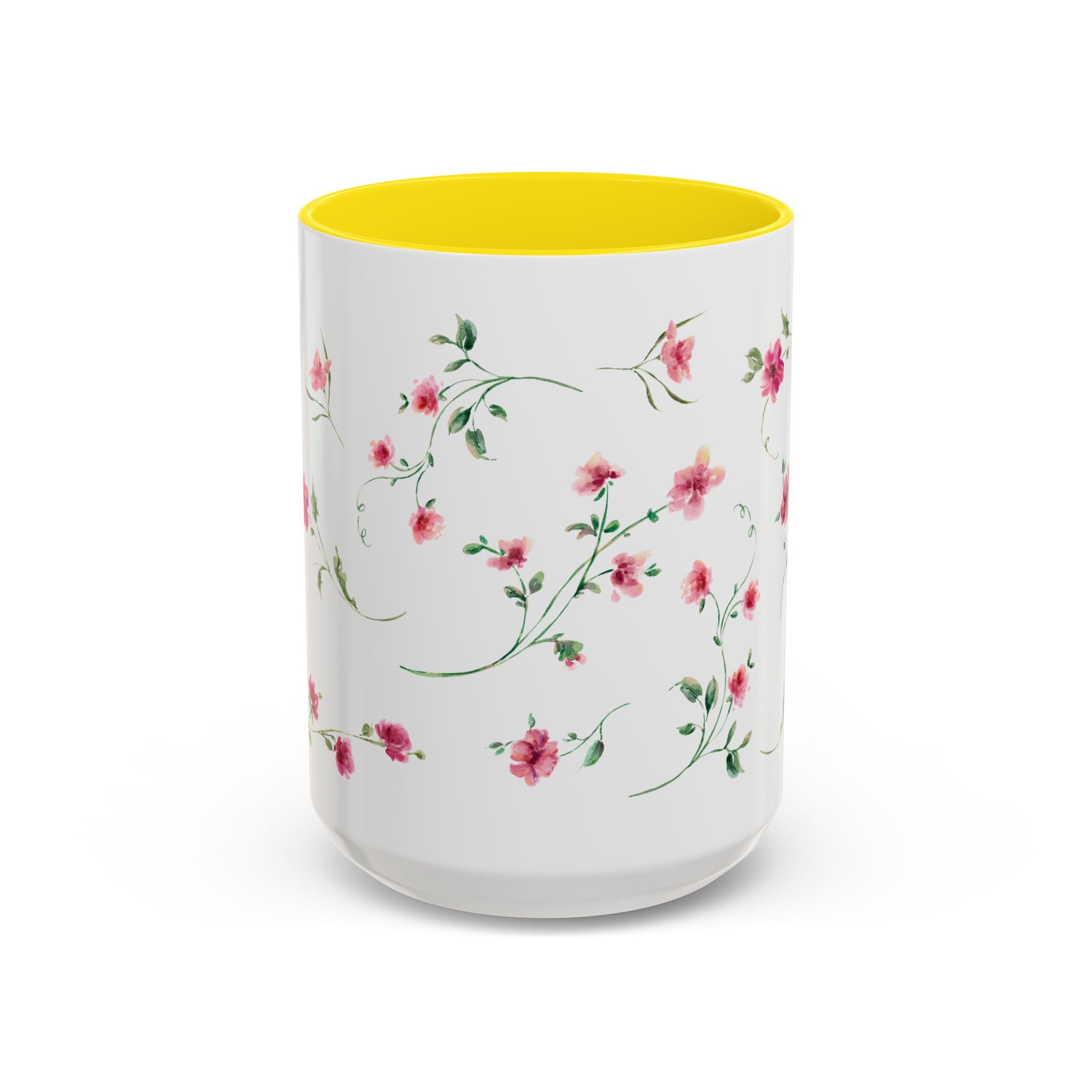 Floral Accent Coffee Mug – Pink Watercolor Blossoms (11/15oz)
