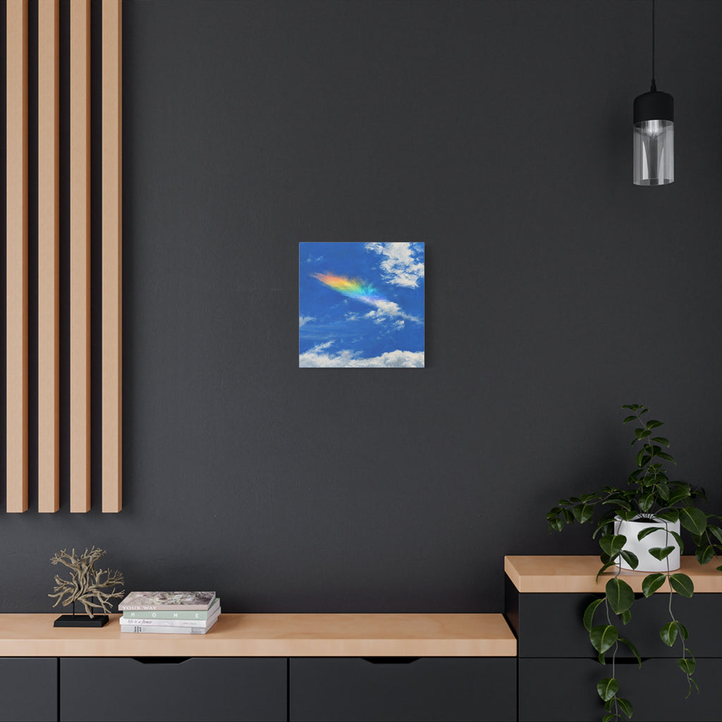 Rainbow Feather Cloud Matte Canvas Wall Art — Stretched Sky Landscape Print