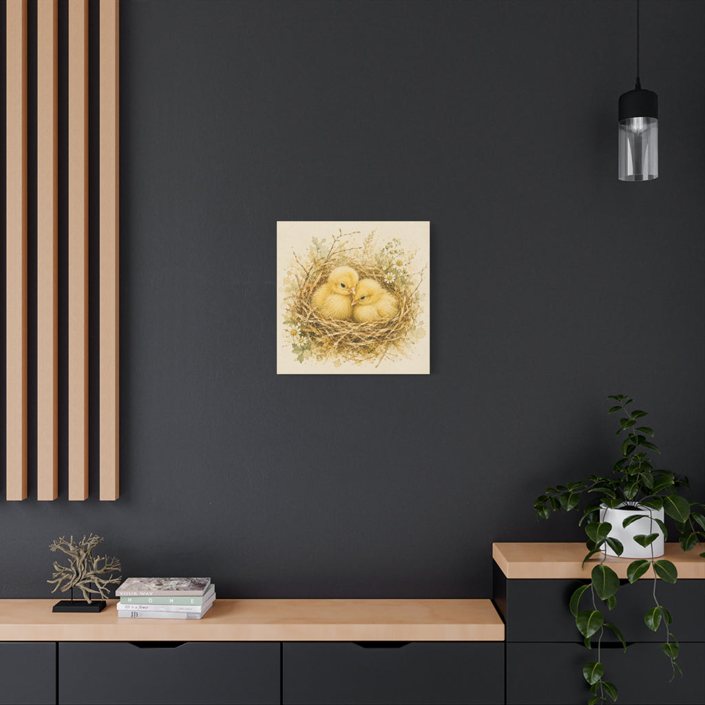 Chick Nest Canvas — Vintage Baby Chicks Wall Art