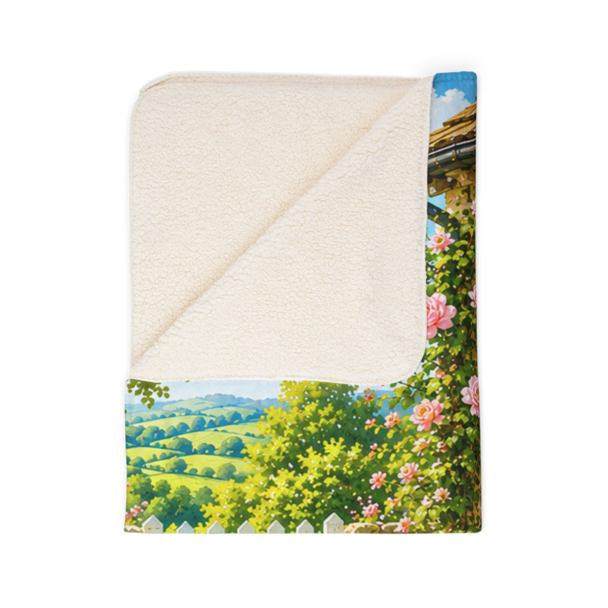 Bloom Where You’re Planted Sherpa Blanket — Cottage Garden Floral Fleece Throw