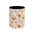 Floral Orange Watercolor Accent Mug — Bright Spring Coffee Cup (11/15 oz)