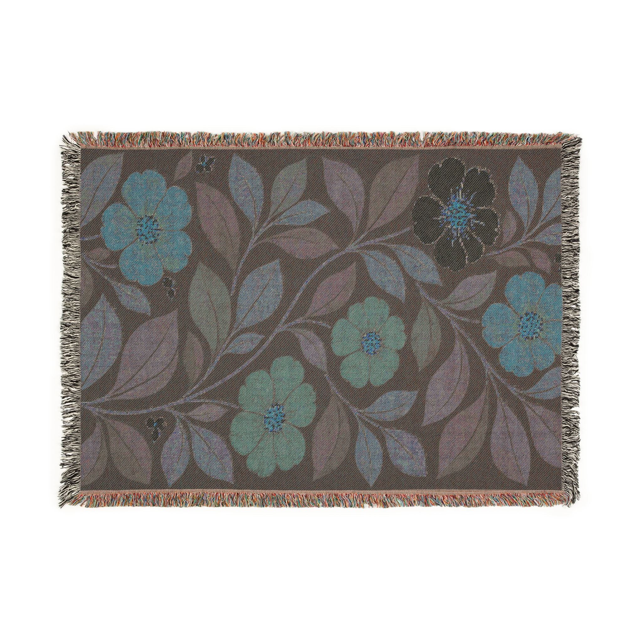 Floral Tapestry Woven Blanket — Vintage Botanical Throw for Living Room & Cozy Decor