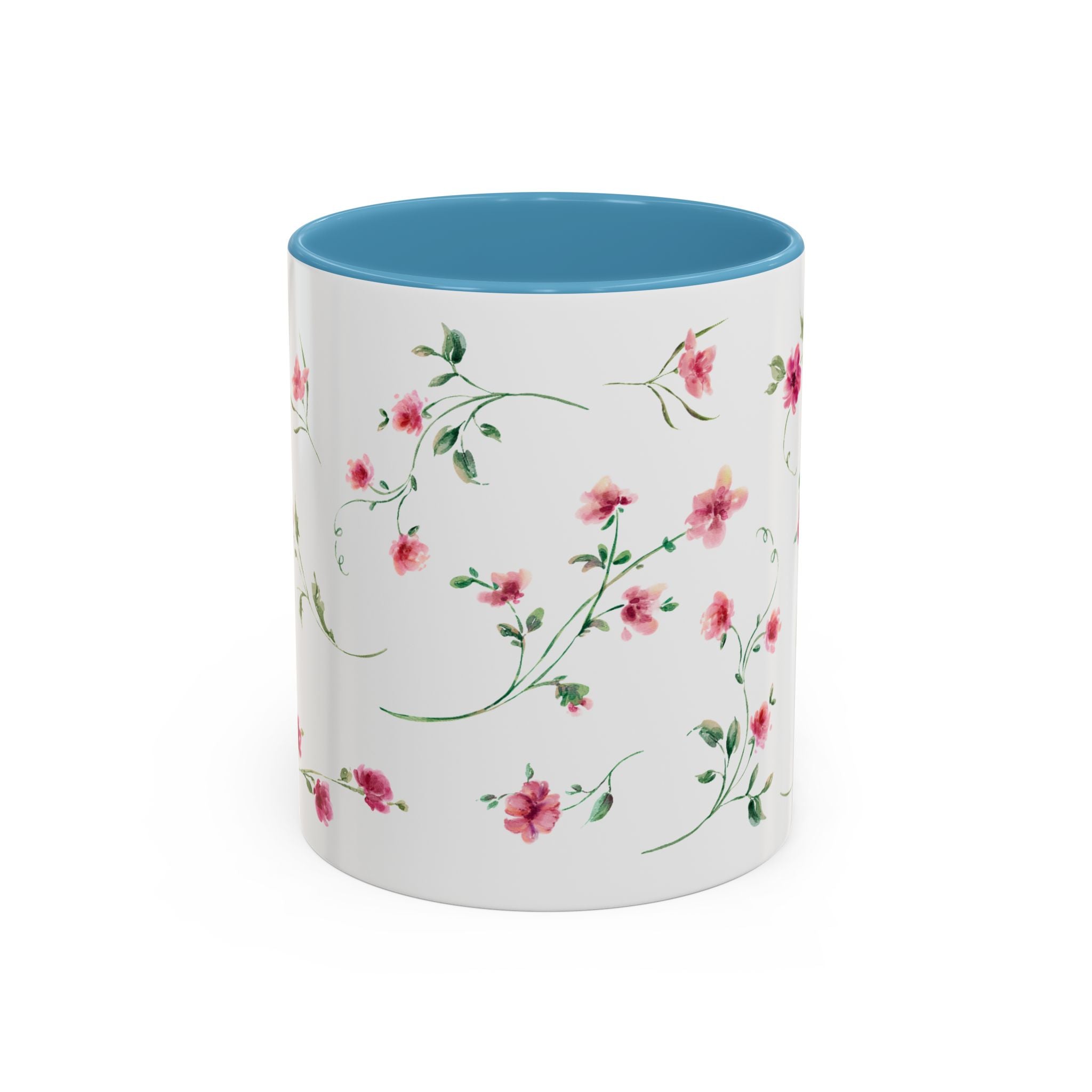 Floral Accent Coffee Mug – Pink Watercolor Blossoms (11/15oz)