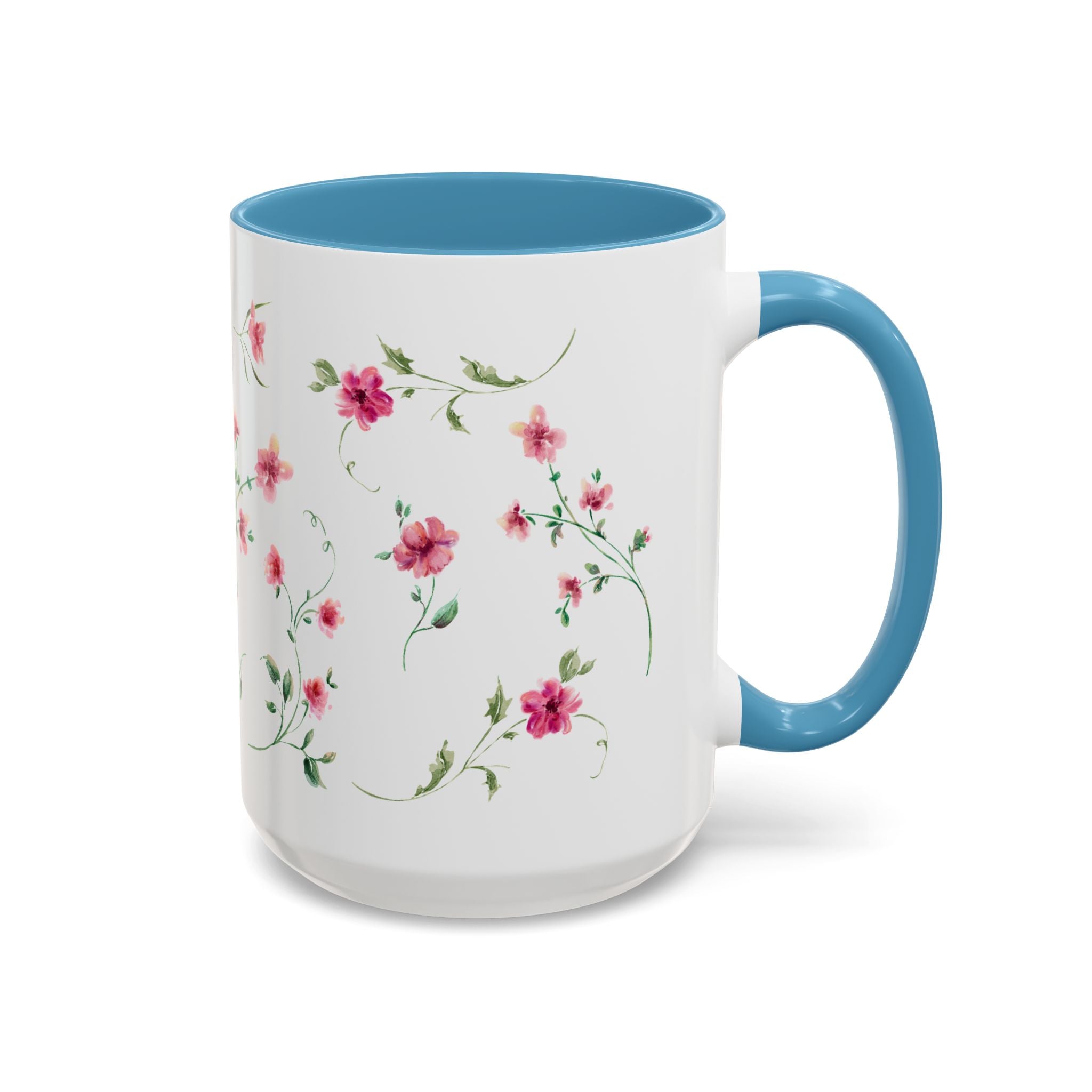 Floral Accent Coffee Mug – Pink Watercolor Blossoms (11/15oz)