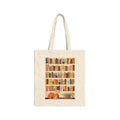 Book Lover Tote Bag — Cozy Bookshelf Illustration with Sleeping Cat
