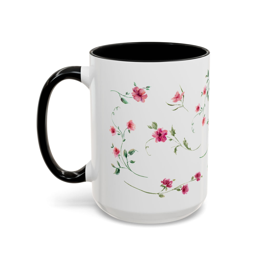 Floral Accent Coffee Mug – Pink Watercolor Blossoms (11/15oz)