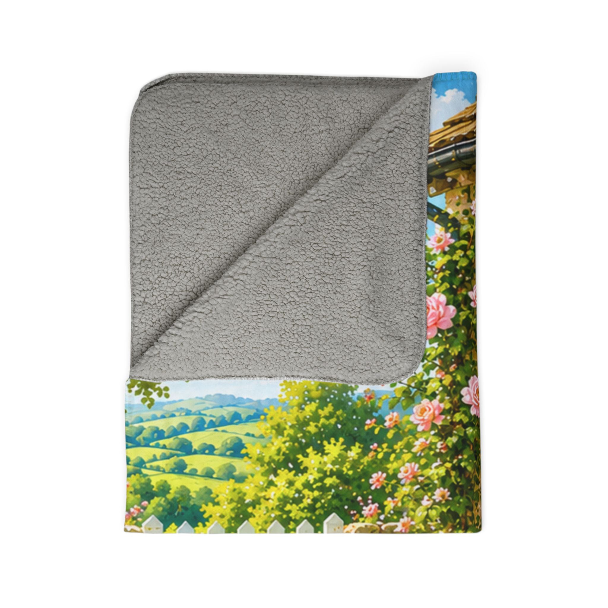 Bloom Where You’re Planted Sherpa Blanket — Cottage Garden Floral Fleece Throw