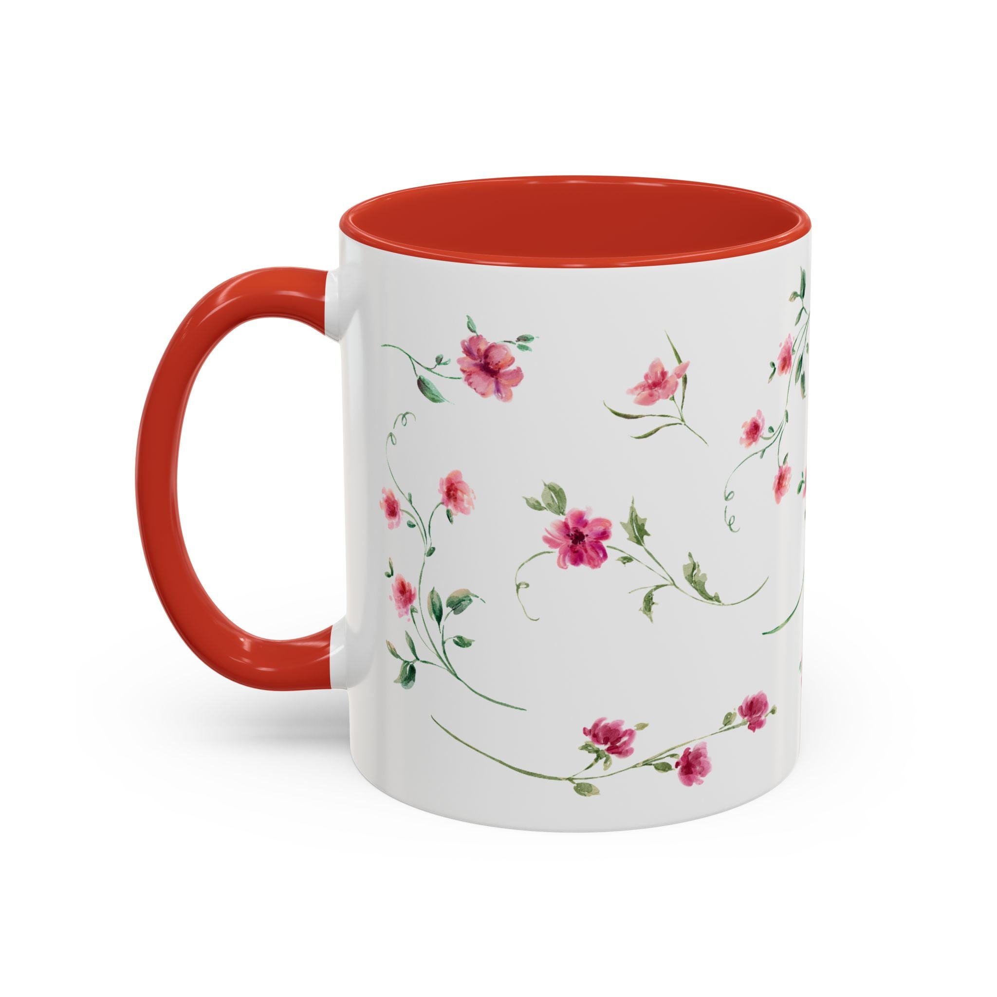 Floral Accent Coffee Mug – Pink Watercolor Blossoms (11/15oz)