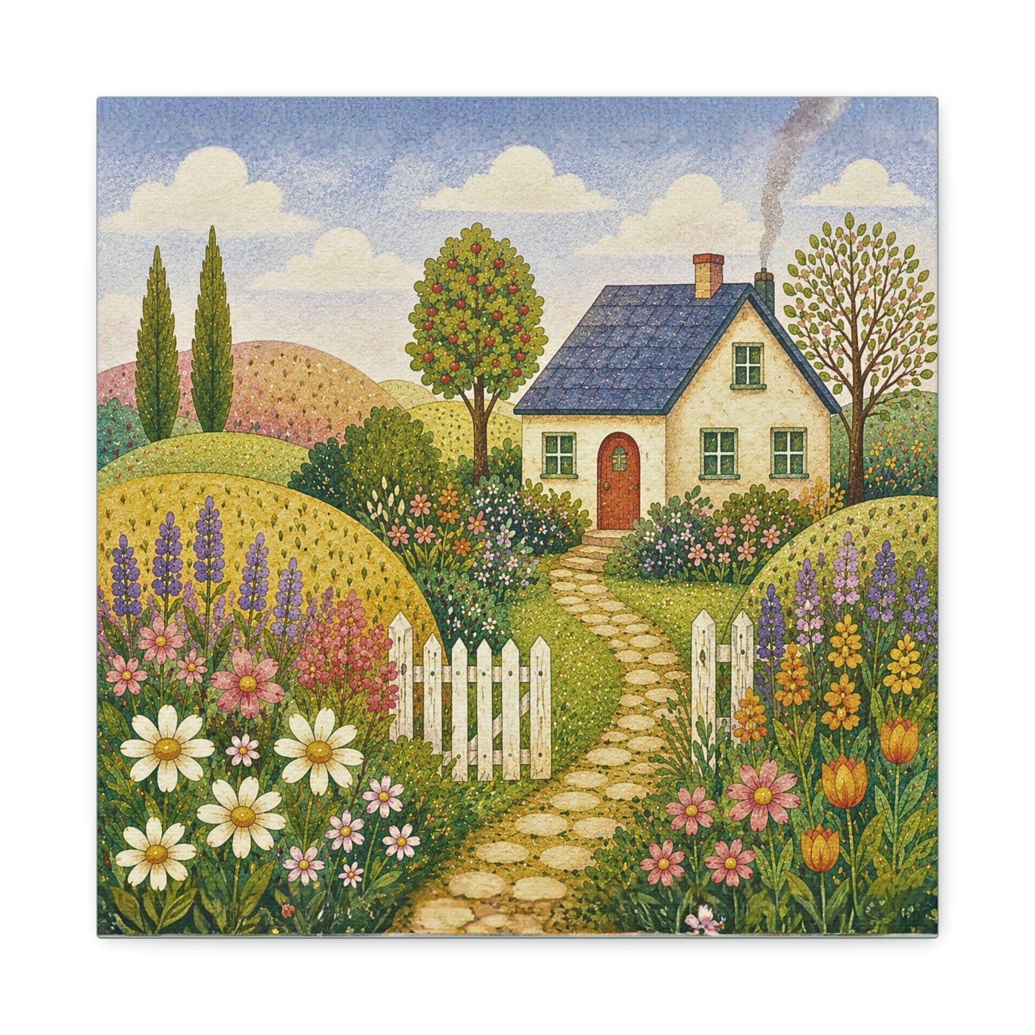 Cottage Garden Canvas Wall Art — Stretched Matte Floral Home Decor